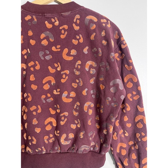Marine Layer Sweatshirt Womens Medium Burgundy Leopard Print Crewneck Pullover - Picture 6 of 9